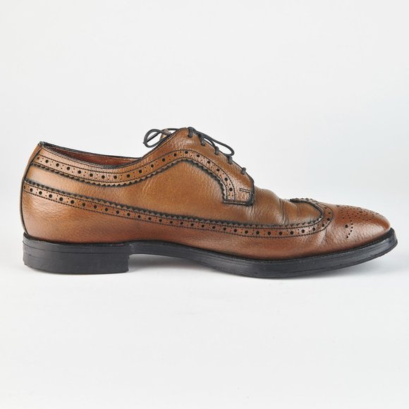 Eatonia Walnut Men's 10 M  LWB Longwing Wingtip Brogue Derby Vibram Goodyear - Picture 8 of 12
